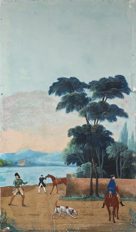 MÅLAD TAPET, 16 delar, 1800-tal.