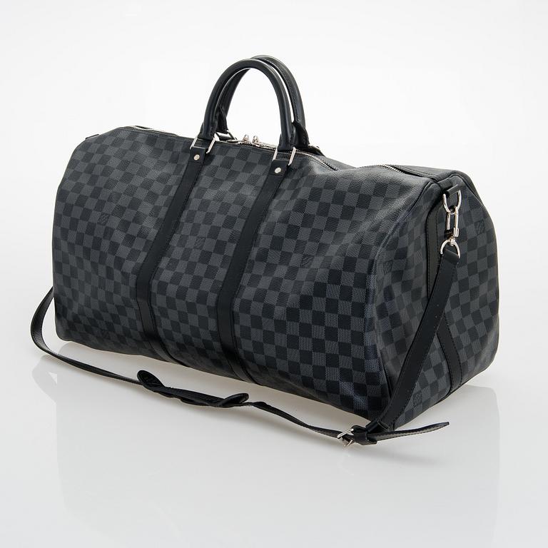 Louis Vuitton, A Damier Graphite  'Keepall 55 Bandoulière', weekend bag.