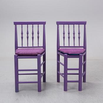 Björn Wiinblad, eight painted chairs, second half of the 20th Century.