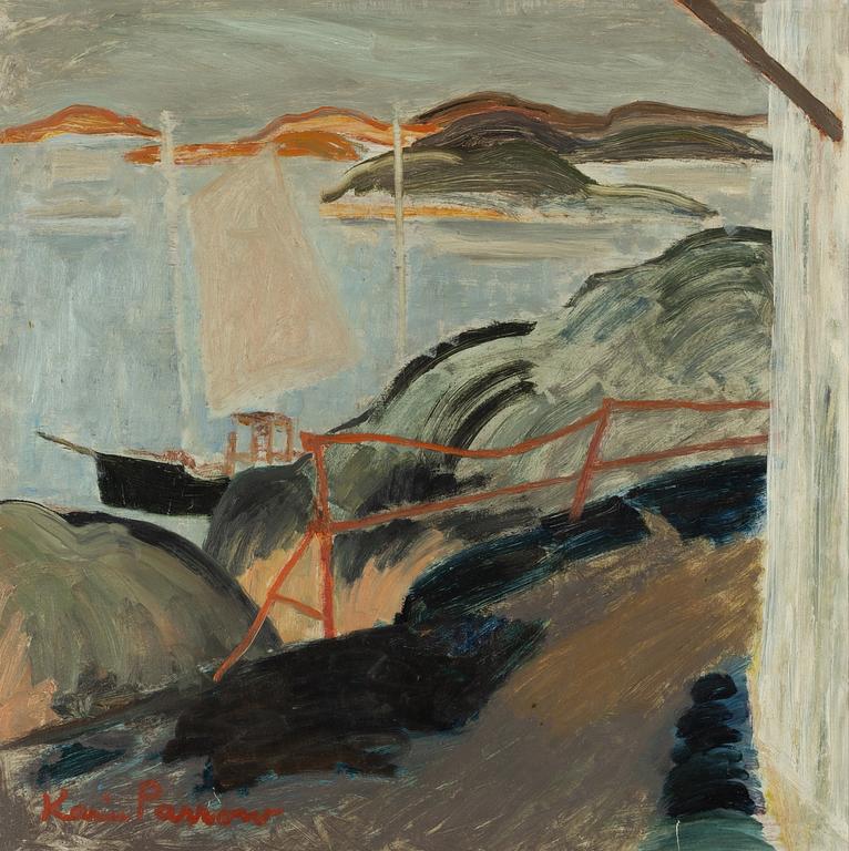 Karin Parrow, Kustbild med segelbåt.