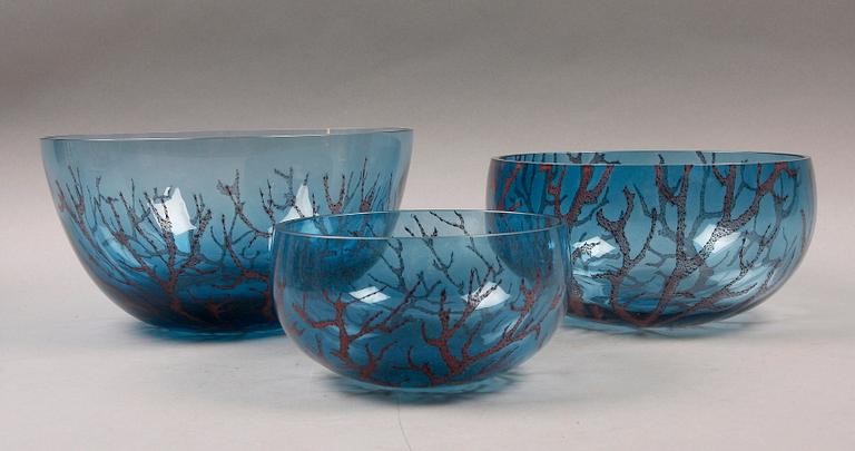 SKÅLAR, 3 st, glas, Versace Rosenthal.