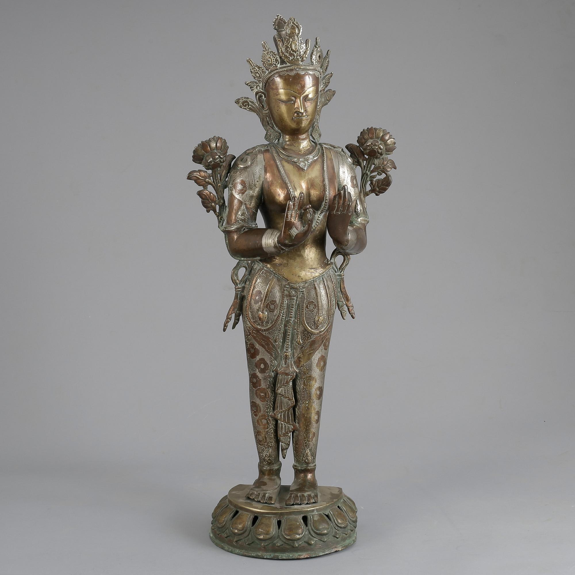 SKULPTUR, brons/vitmetall, orientalisk, 1900-talets mitt.