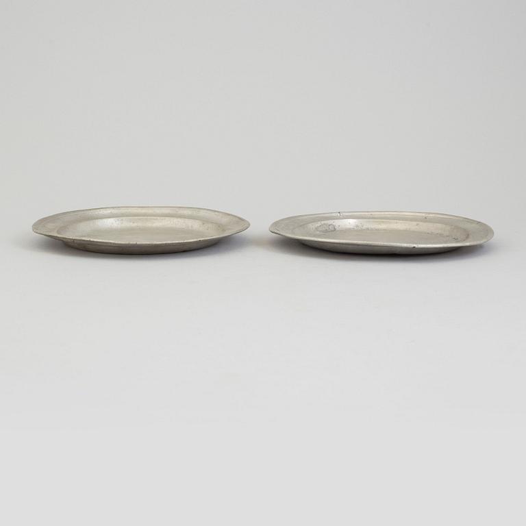 Five pewter dishes, second half of the 19th century and 20th century.