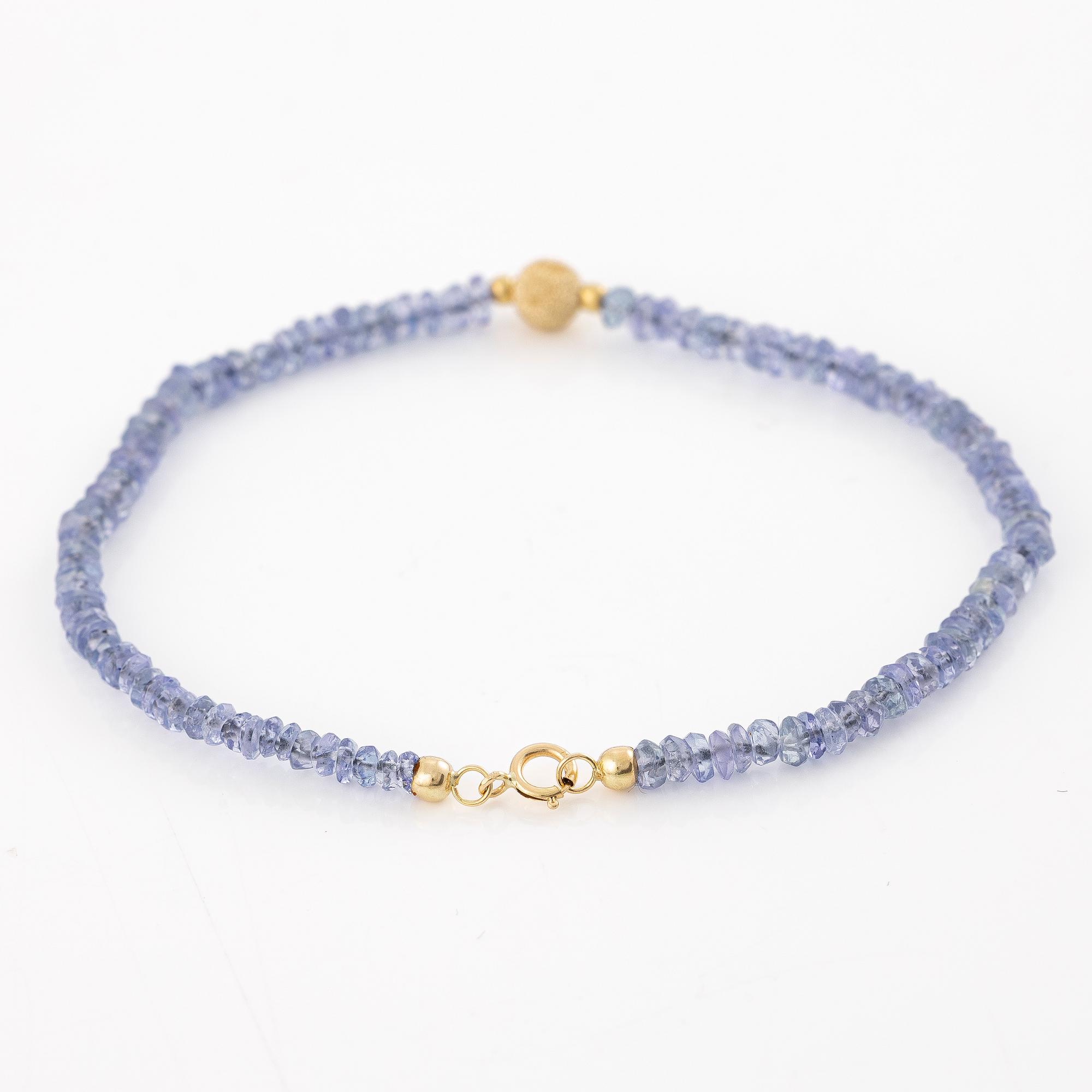 Collier och armband, med tanzaniter, lås 18K guld.
