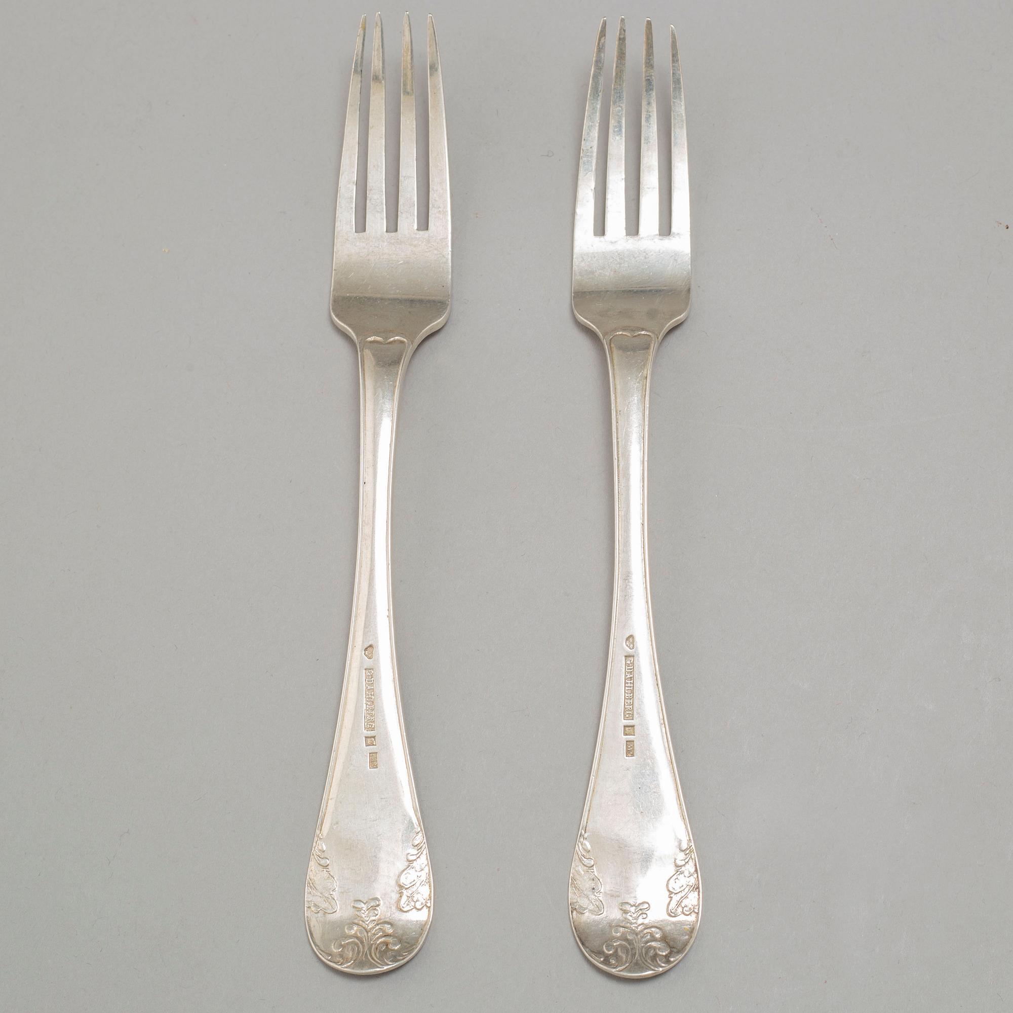 GAFFLAR, 12+3 st, silver 1800-talets mitt.