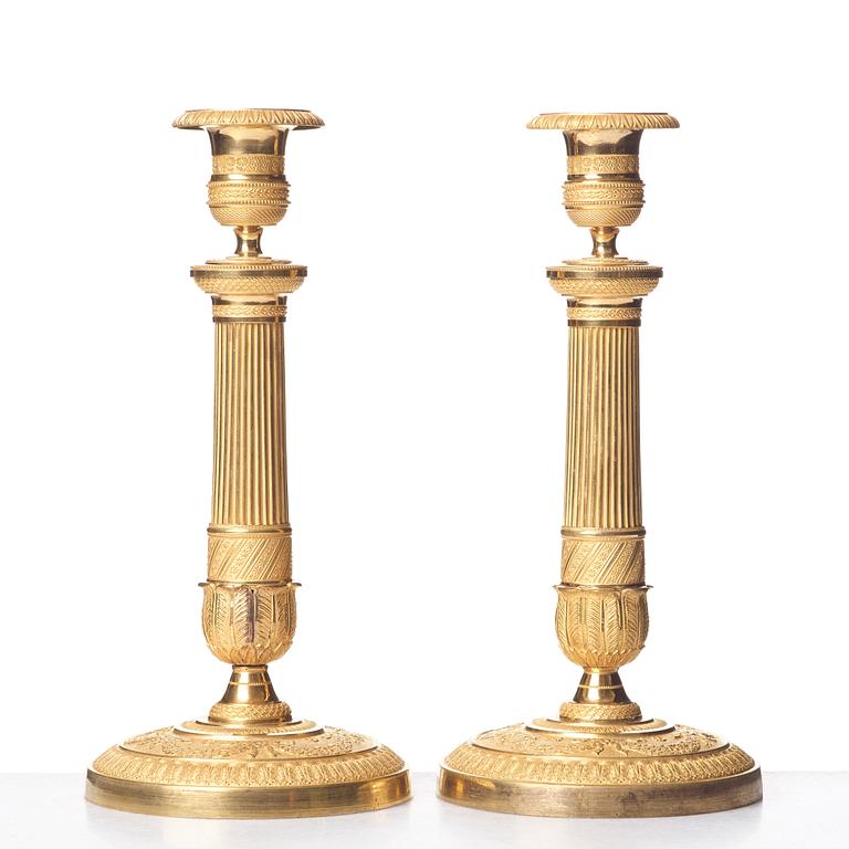 A pair of French Empire candlesticks, beginning of the 1800's.