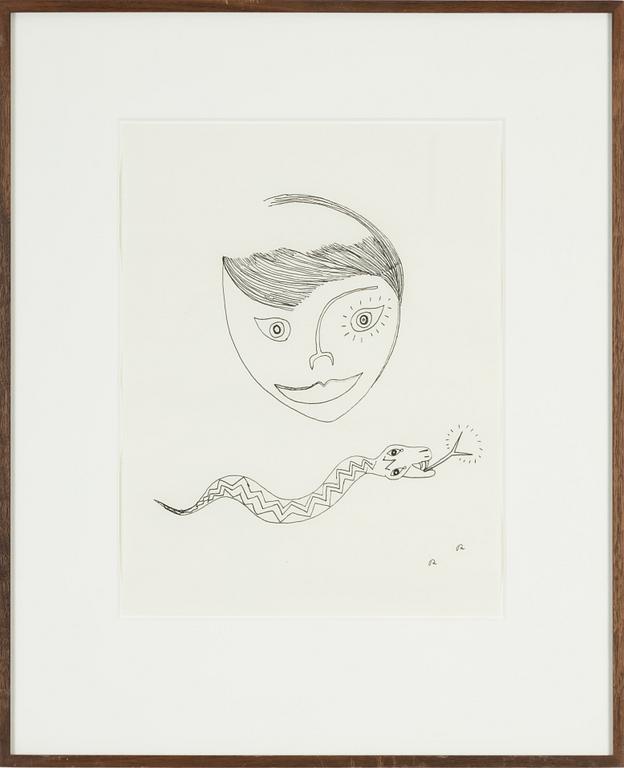 Roger Risberg, indian ink on paper, signed RR.