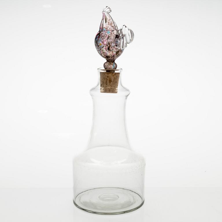 Kaj Franck, karahvi, malli 1502, "Kukkopullo" signeerattu K. Franck Nuutajärvi Notsjö -63.