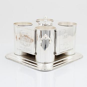 A silver plate wine cooler, 21st century.