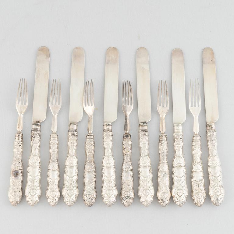 Bestick, 12 st, silver, London, England, 1858.