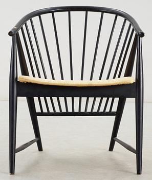 KARMSTOL, "Solfjädern", Sonna Rosén, Nässjö Stolfabrik, formgiven 1948.