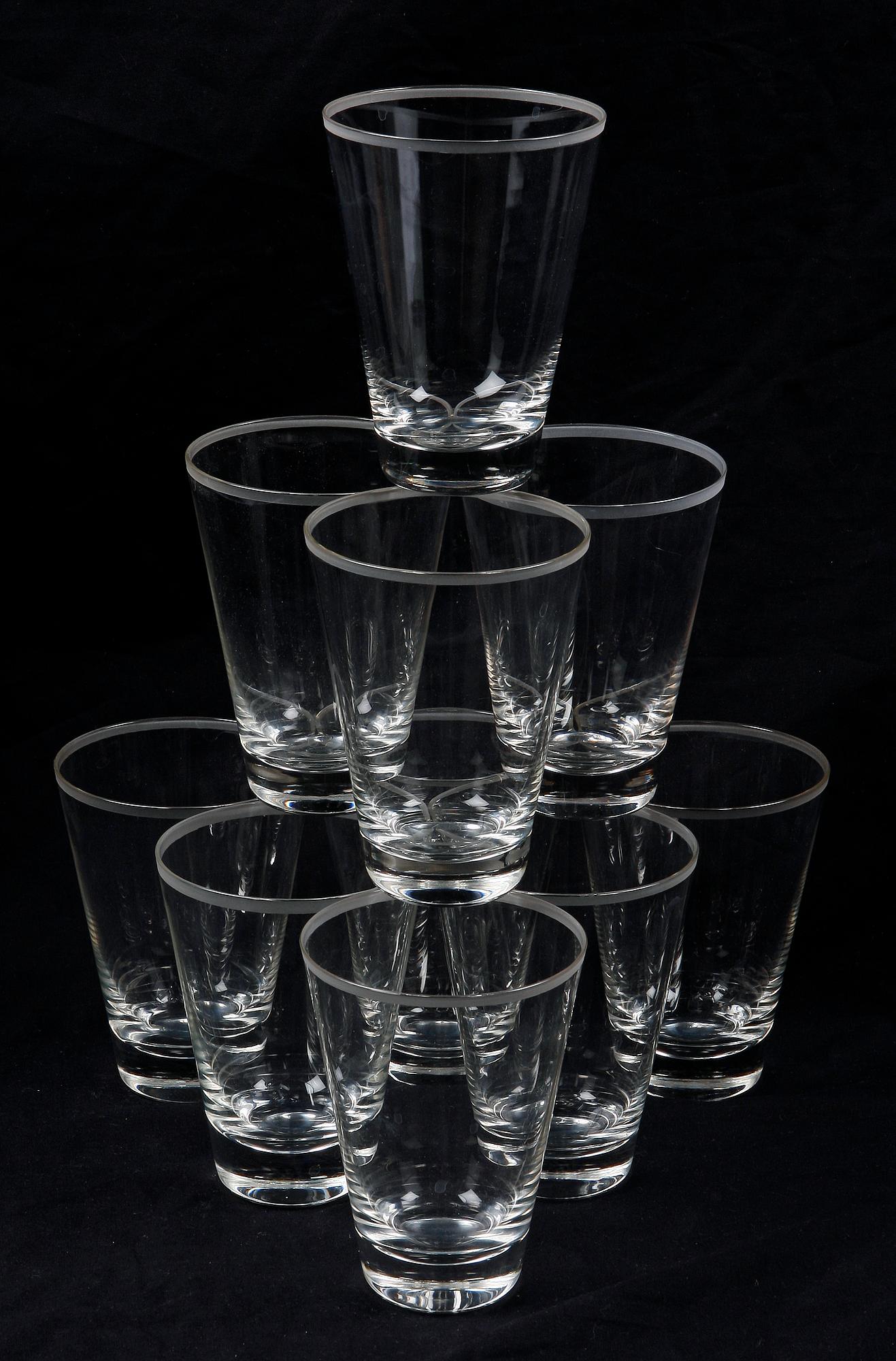 GROGGLAS, 10 st, Orrefors. 1920/30-tal.