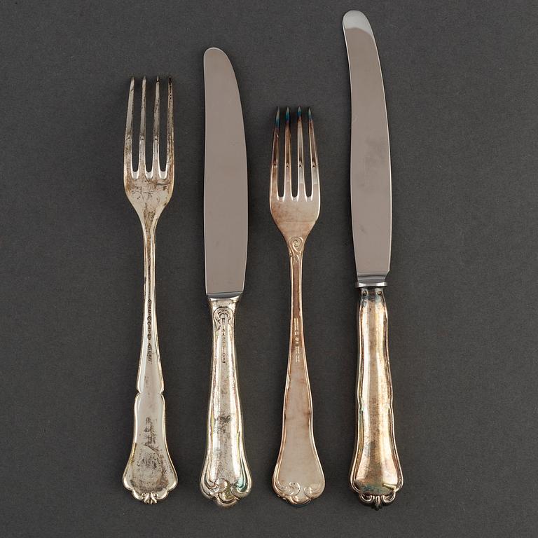 A Swedish 20th century 36-piece silver cutlery service, mark of MEMA and CGH, 1950's-70's.