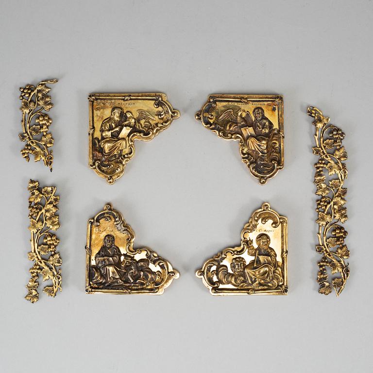 Russian silver-gilt mounts from bible, mark of Dmitrij Andrejew, St Petersburg 1835-1860.