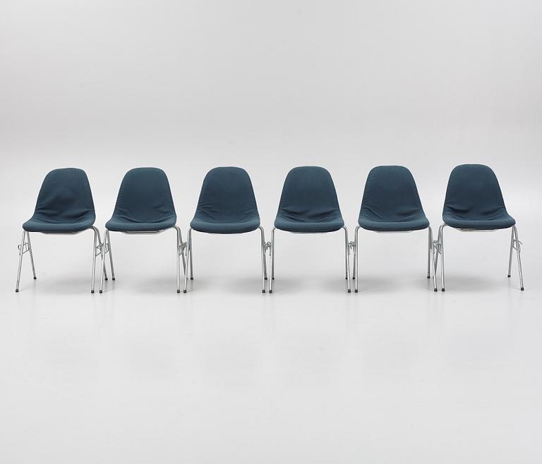 Charles & Ray Eames, six "DDS-I", chairs, license manufactured by Hille of London Ltd, England, 1960's/70's.