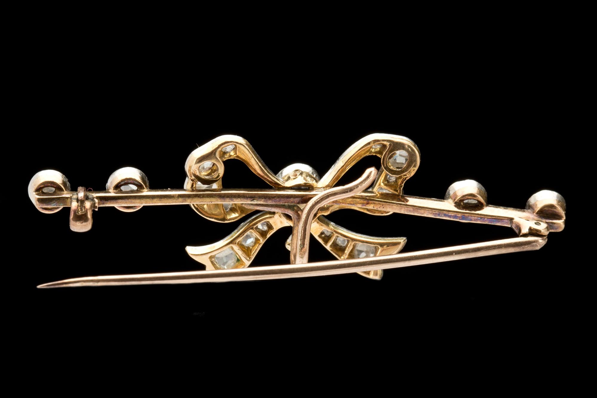 BROSCH, 18k vitguld med rosenslipade diamanter. 1869. Vikt ca 5g.