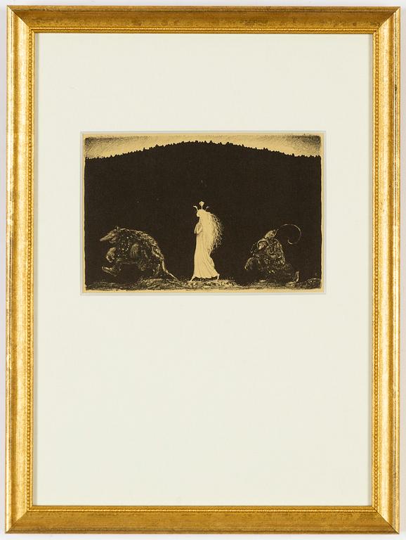 John Bauer, lithograph, from "Troll", 1915. Signed B in the print.