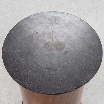 A mahogany veneered cabinet/bedside table with stone top, 19th Century.