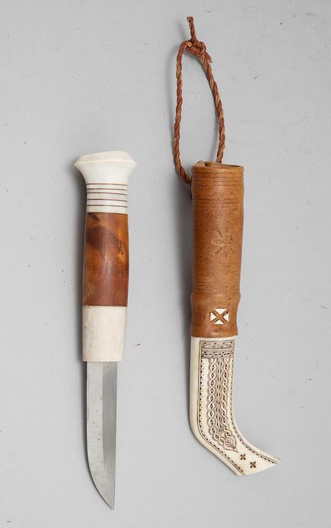Lennart Samelin, a Sami reindeer horn knife, signed.