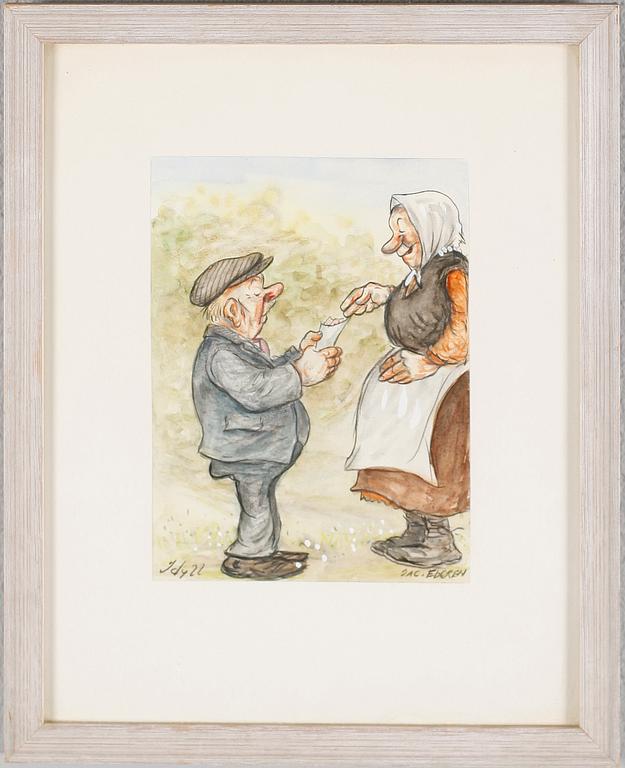 JAC EDGREN, 2 st, blandteknik, signerade.