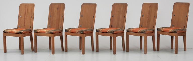 An Axel-Einar Hjorth set of 'Lovö' pine chairs by NK, Sweden 1930's.