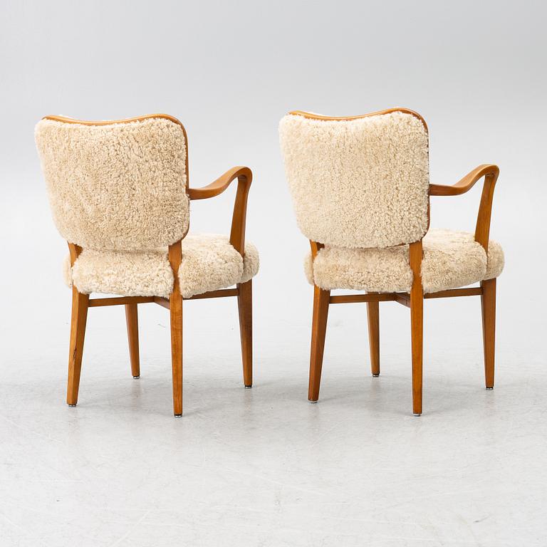 Karmstolar, ett par, Swedish Modern, Westberg, Tranås, 1940/50-tal.