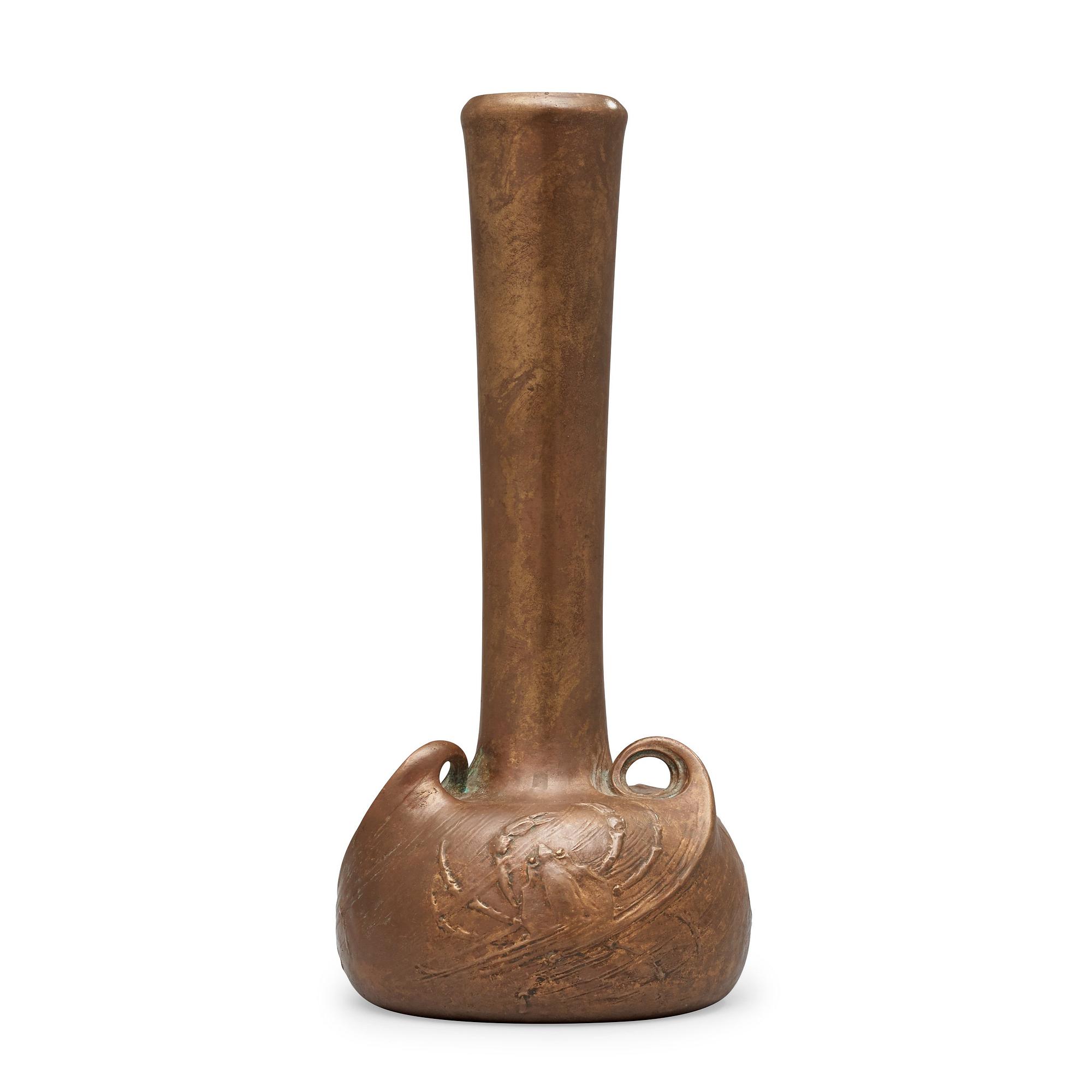 An Emy Wahlström Art Nouveau patinated bronze vase by AB Hugo Elmqvist, Stockholm.