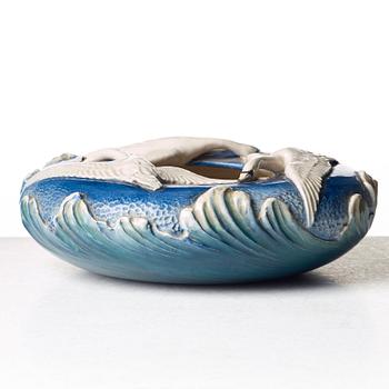 Thure Öberg, an Art Nouveau glazed ceramic bowl, Arabia 1918.