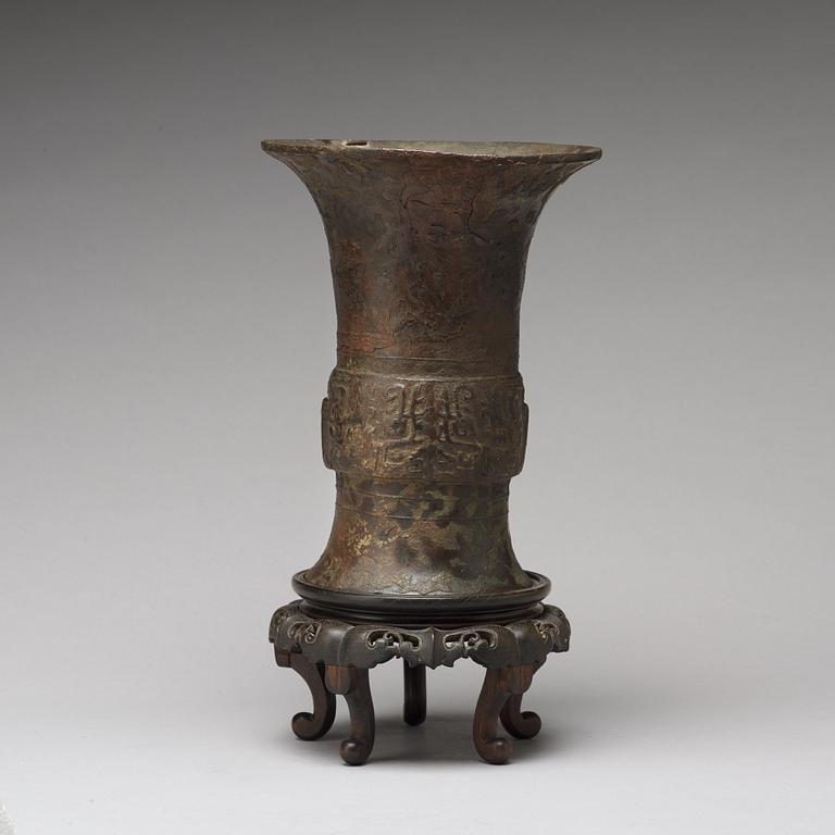 A bronze ritual wine vessel, Zun, presumably Han dynasty or older.