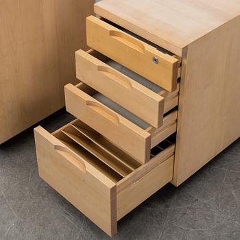 ALVAR AALTO, a desk with two chests of drawers, Artek, Finland.