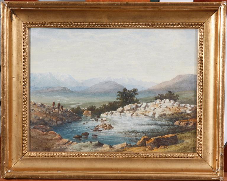 OKÄND KONSTNÄR. Gouache, 1800-tal. Sign.