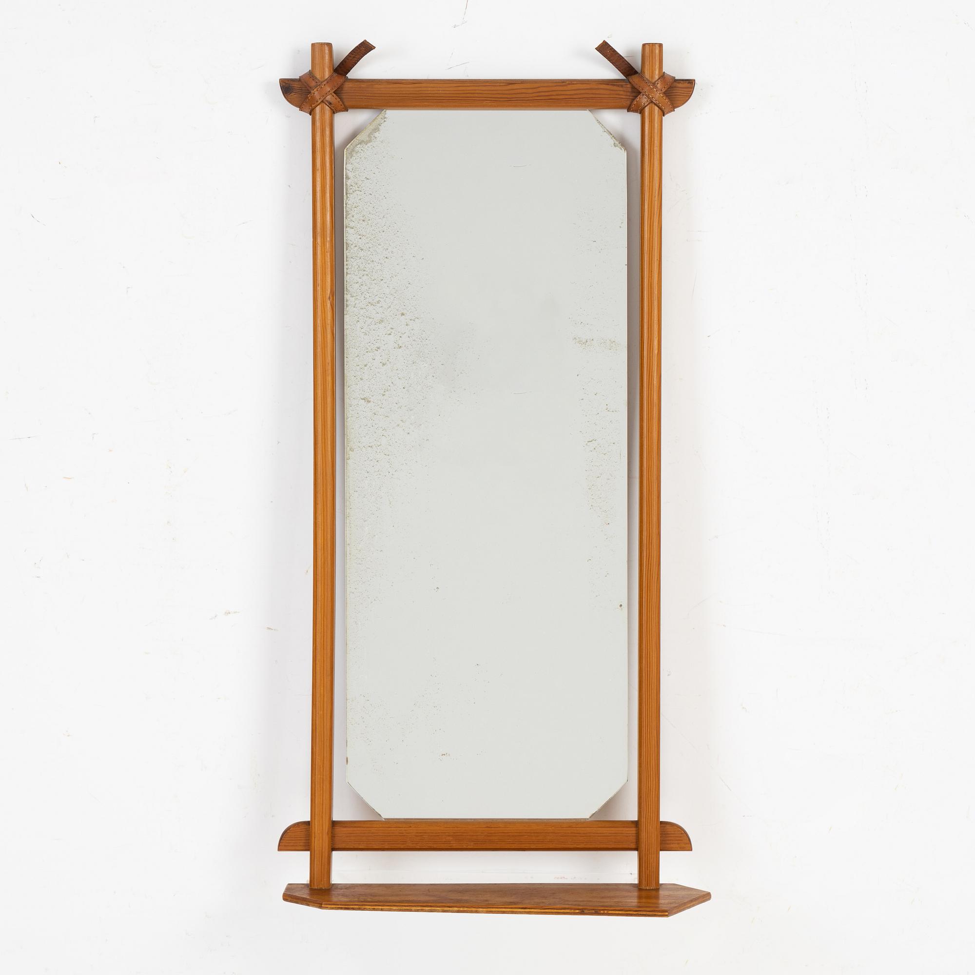 A pine mirror, Swedish Modern, mid 20th Century.