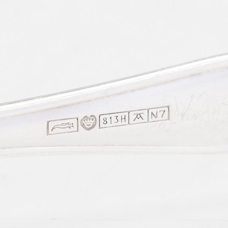 Bestickuppsättning, 158 delar, silver, "Chippendale", Auran Kultaseppä oy, Åbo, och Kultakeskus, Tavastehus 1962-66.