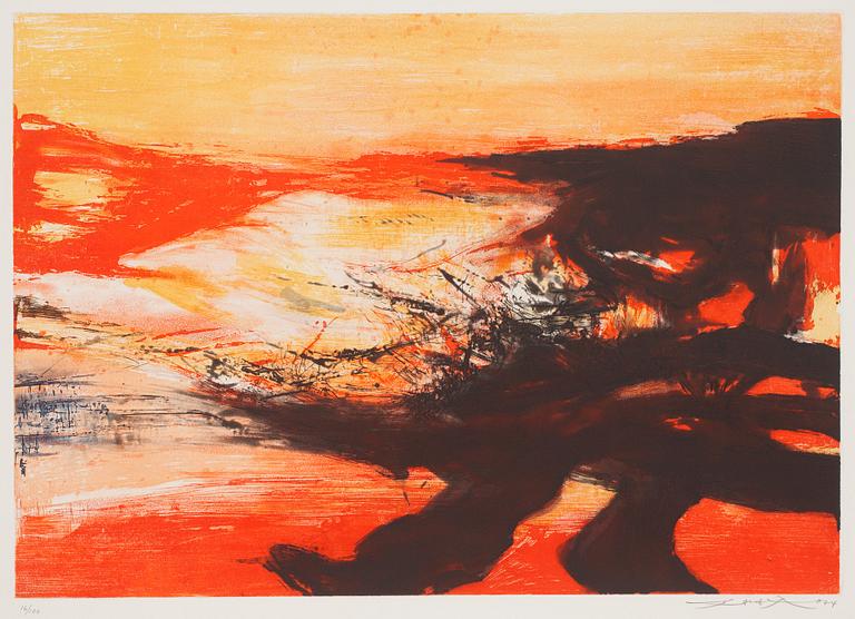 Zao Wou-ki, Aquatint in colours, untitled 1974, by Zhao Wuji, signed in pencil and numbered 16/100.