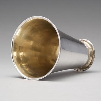 A Swedish 18th century parcel-gilt silver beaker, mark of Olof Söderman, Lidköping 1732.