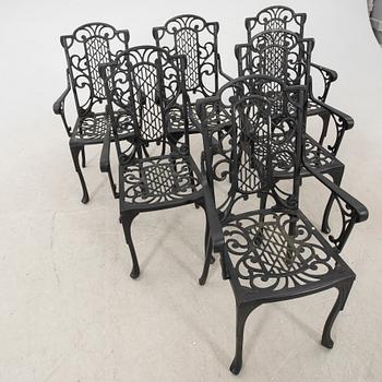 A seven pcs metal garden suit later part of the 20th century.