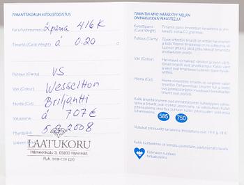 ÖRHÄNGEN, 2 par, 14K guld, diamanter ca 0.40 ct tot. Med certifikat.