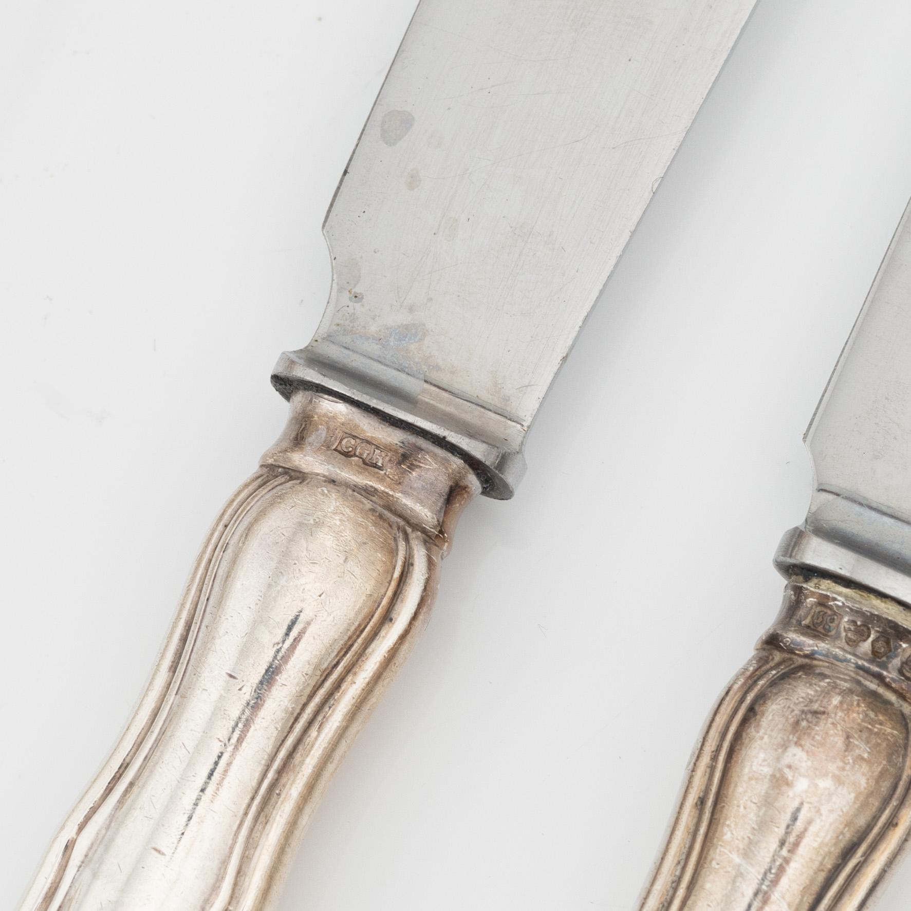 A 69 piece silver cutlery set, 'Hallbergs Chippendale', C.G.Hallberg, Stockholm, Sweden, 1950-60.