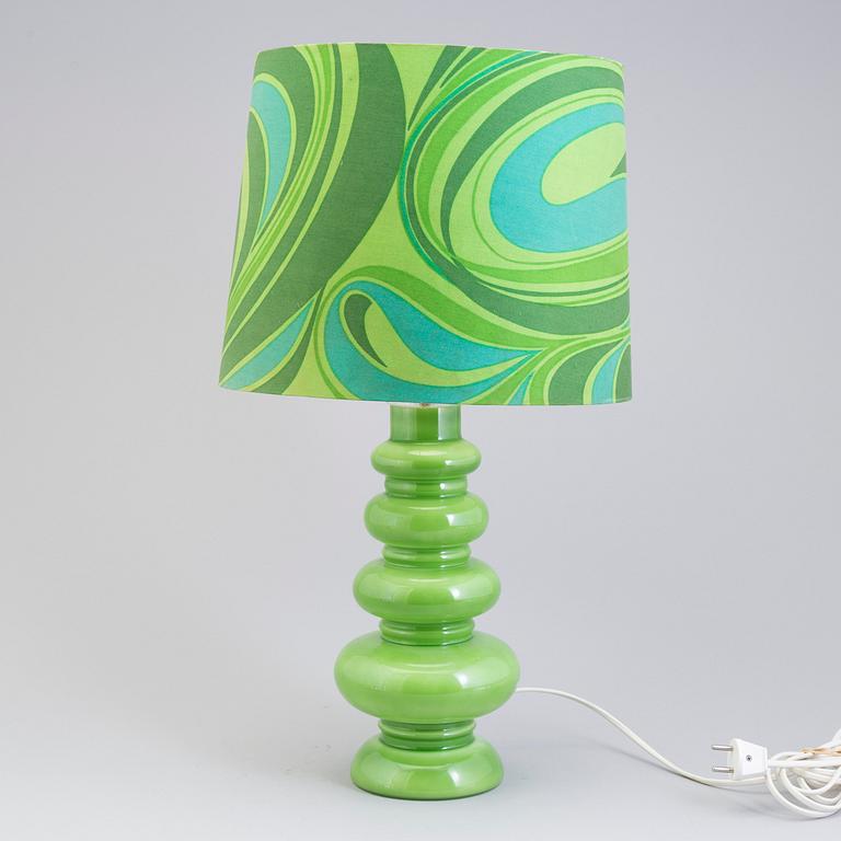 A 1960s retro green glass table lamp design Per-Olof Ström for Alsterfors Glasbruk, Sweden,.