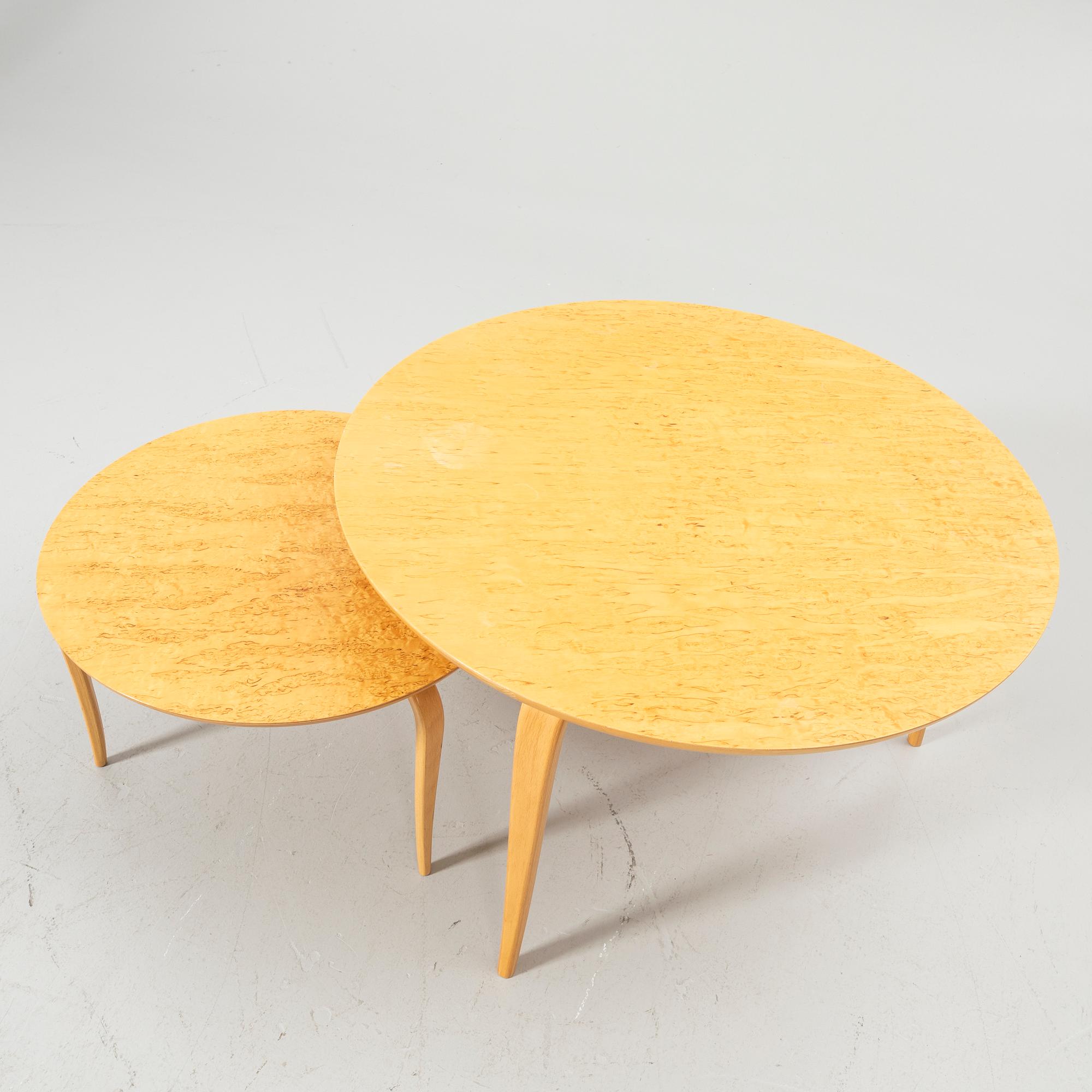 Bruno Mathsson, Coffee tables, 2, "Annika", Dux, latter half of the 20th century.