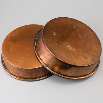A set of 2 pieces Swedish 19th century COPPER COOKWARE, marked "ANS".