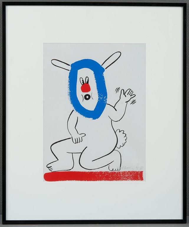 KEITH HARING, serigrafia, signeerattu, numeroitu 68/90-XVIII, ja päivätty -90.