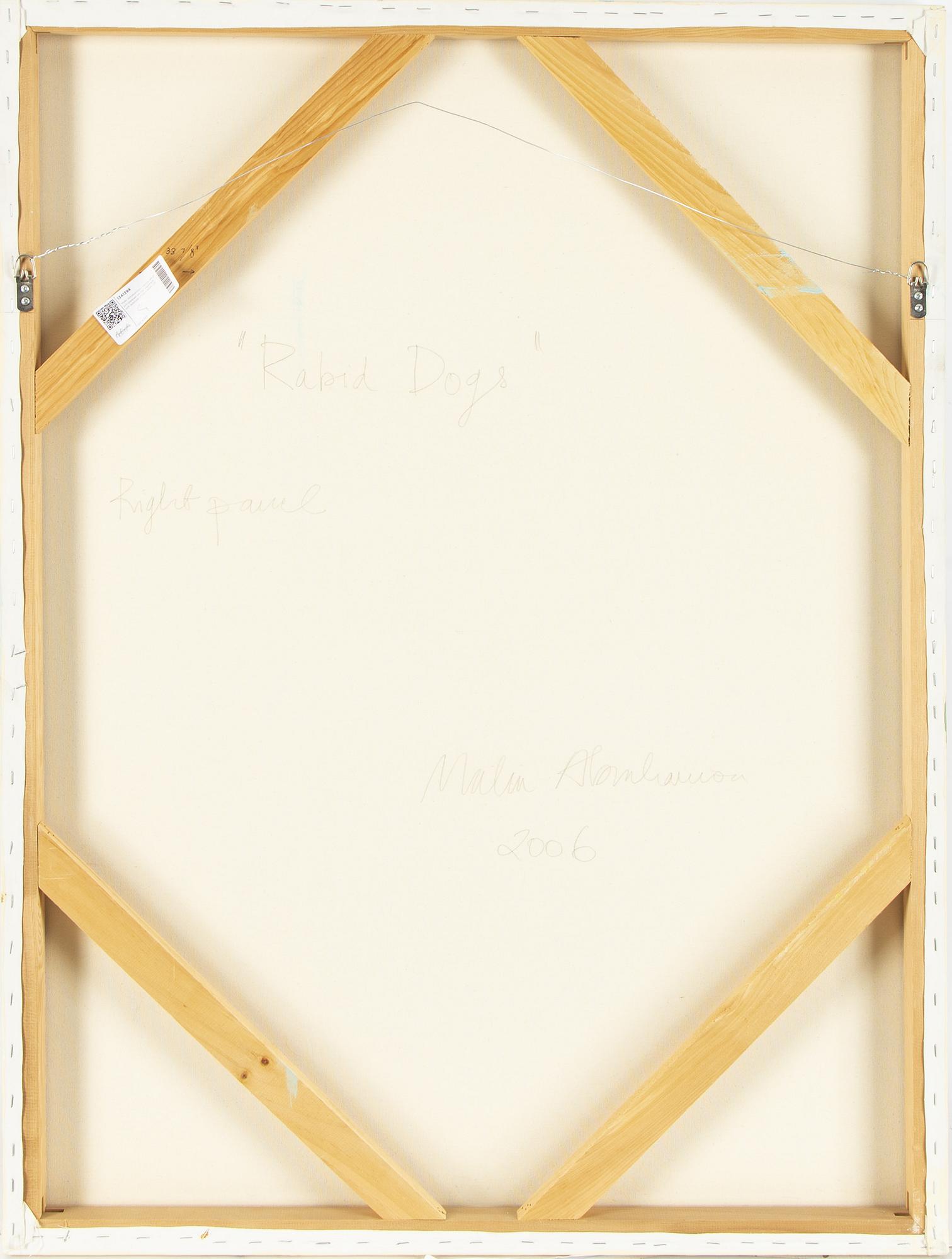 Malin Abrahamsson, diptych, acrylic and paper on canvas, signed and dated 2006 verso.