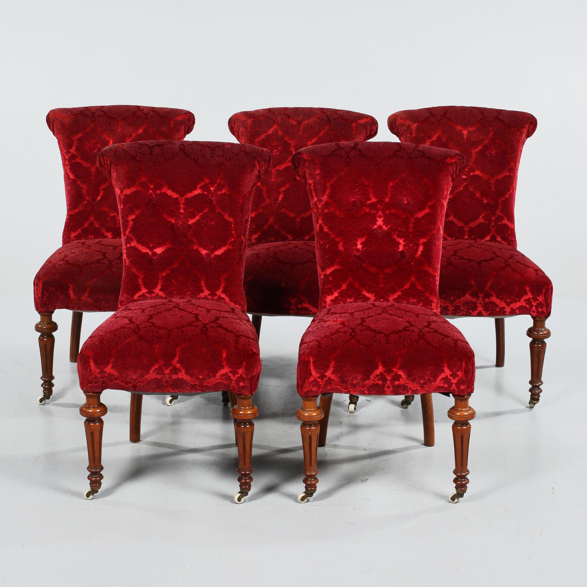 FÅTÖLJER, 5 st, s k Emmafåtöljer, 1800-talets slut.