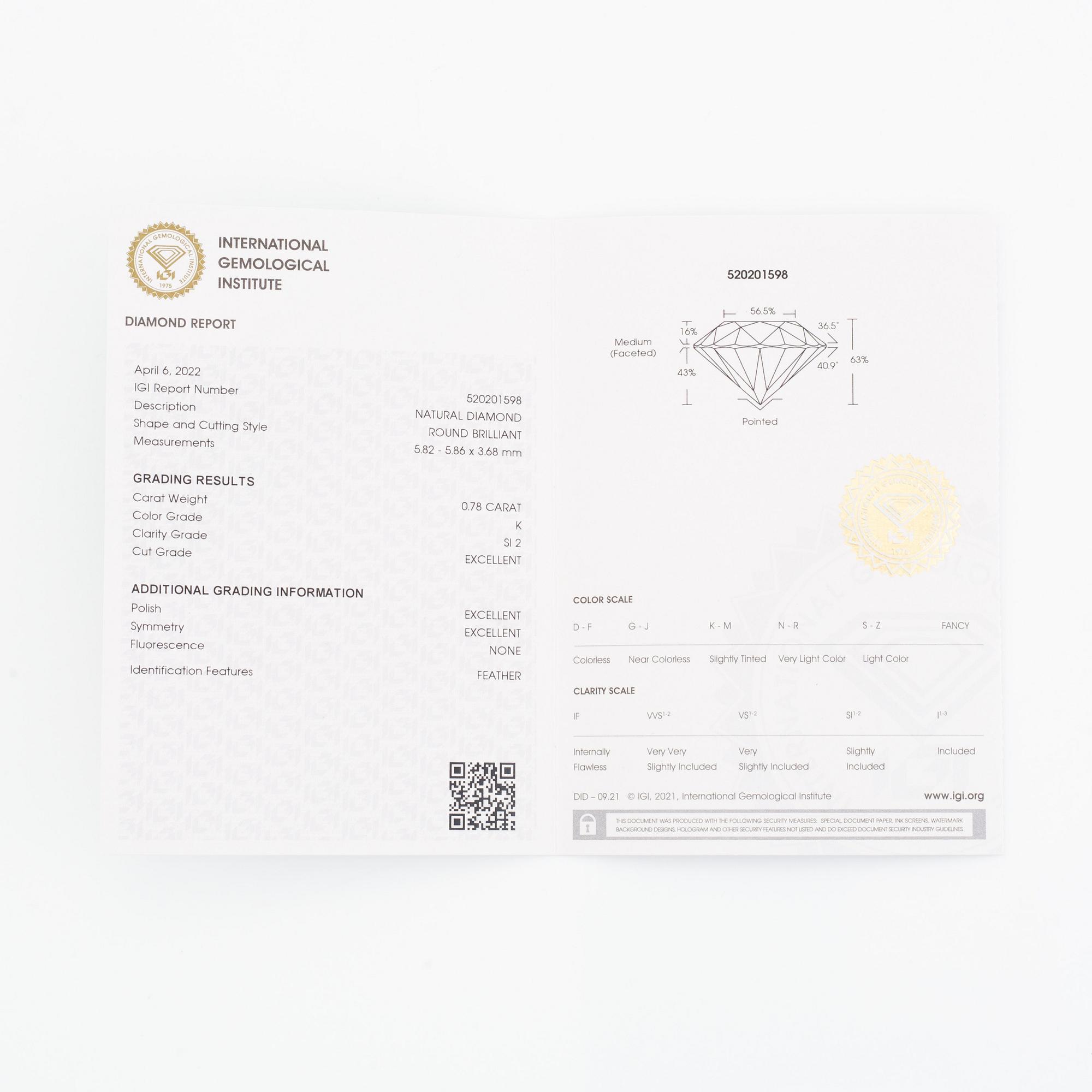 Brilliant cut diamond necklace, with IGI report.