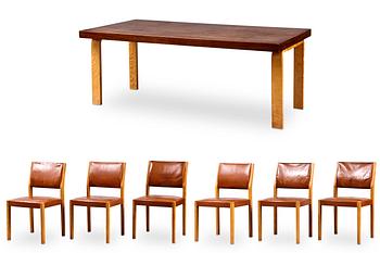 Alvar Aalto, A DINING TABLE AND CHAIRS.