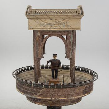 A painted and richly decorated plate garden fountain, late 19th century.