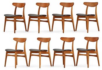 HANS J WEGNER, stolar, 8 st, "CH-30", Carl Hansen & Son, Danmark 1950-60-tal.