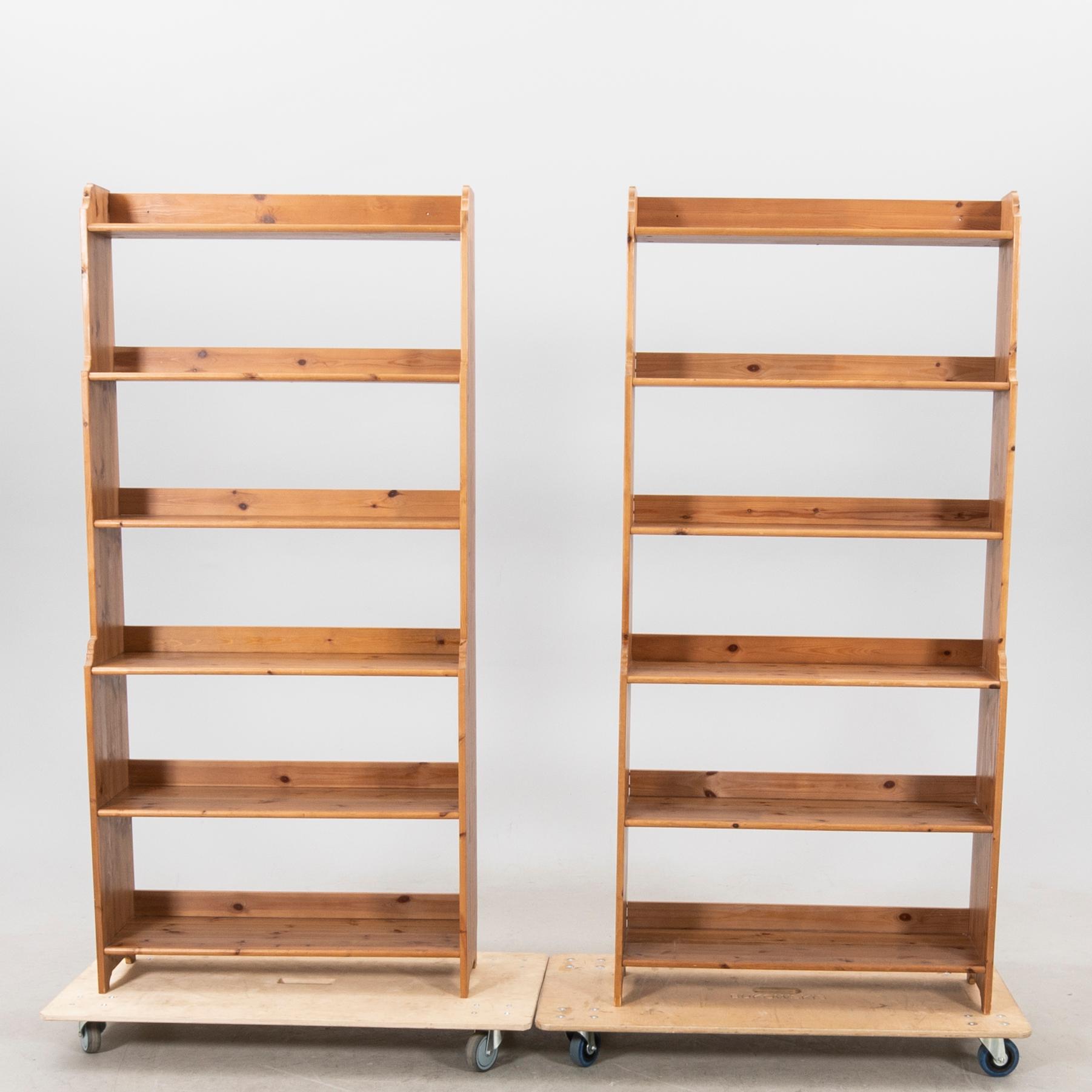 A pair of Leksvik pine book shelves from IKEA 1990s.