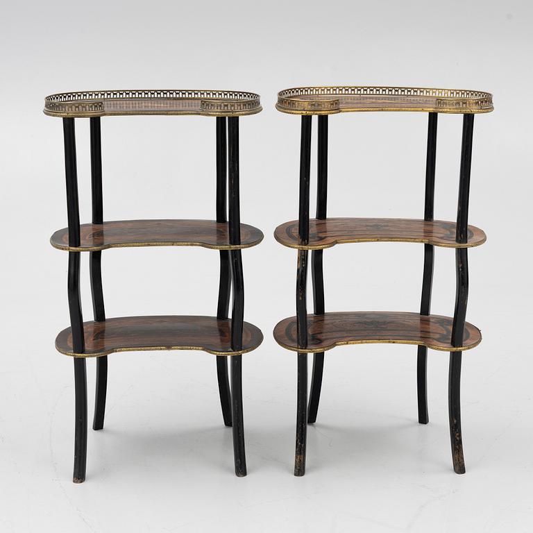 a pair of etageres,  Louis XVI style, circa 1900.
